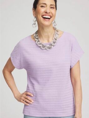 Chico’s Cap Sleeve Textured Tee - Lavender